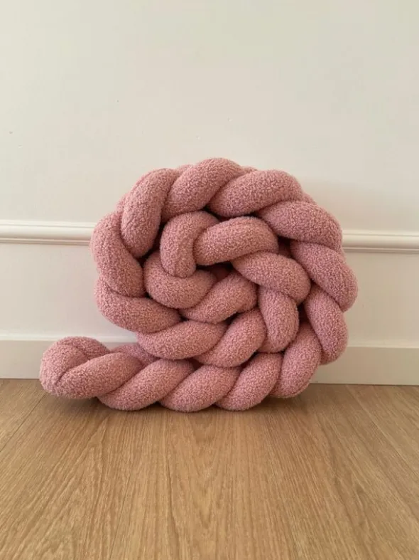 Bouclé Palmikko reunasuoja pinnasänkyyn ja juniorisänkyyn - Pink