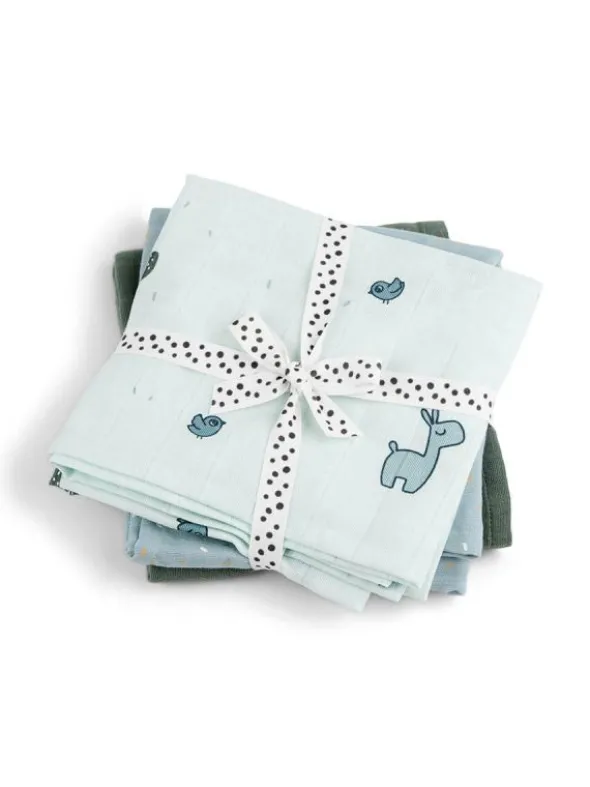 Done By Deer - harsoliina 3-pack 70x70 - Lalee blue