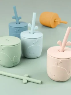 Done by Deer - Peekaboo Straw cup - Wally Grey