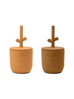 Done by Deer - Peekaboo Straw cup - Wally Mustard