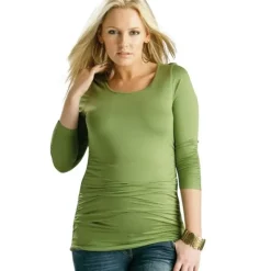 Fun Mum - äitiyspaita pitkähihainen Ruched Top, vihreä