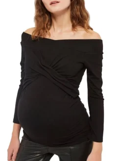 Fun Mum - äitiystoppi Bardot Off Shoulder, musta