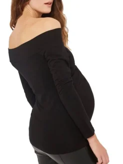Fun Mum - äitiystoppi Bardot Off Shoulder, musta