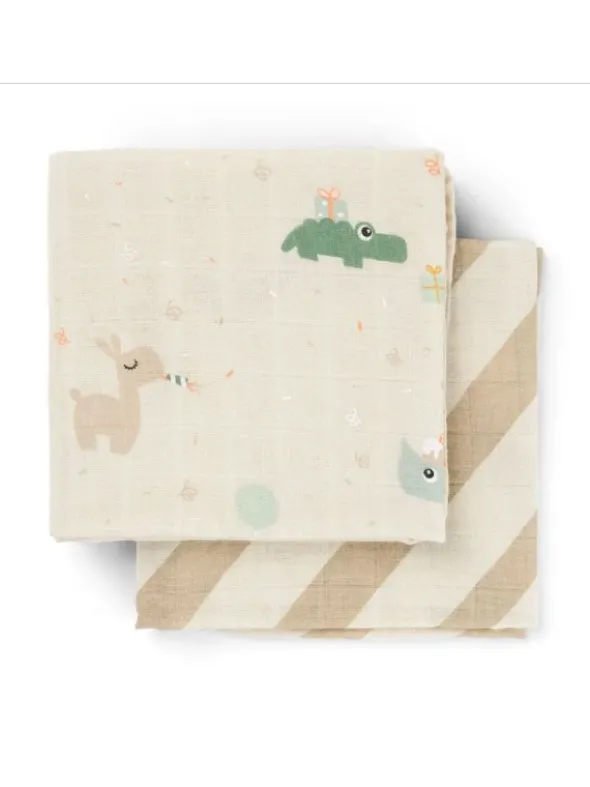 Harsoliina vauvalle 2-pack 70x70 - Celebration Sand – Done By Deer
