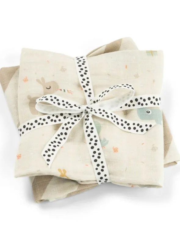 Harsoliina vauvalle 2-pack 70x70 - Celebration Sand – Done By Deer