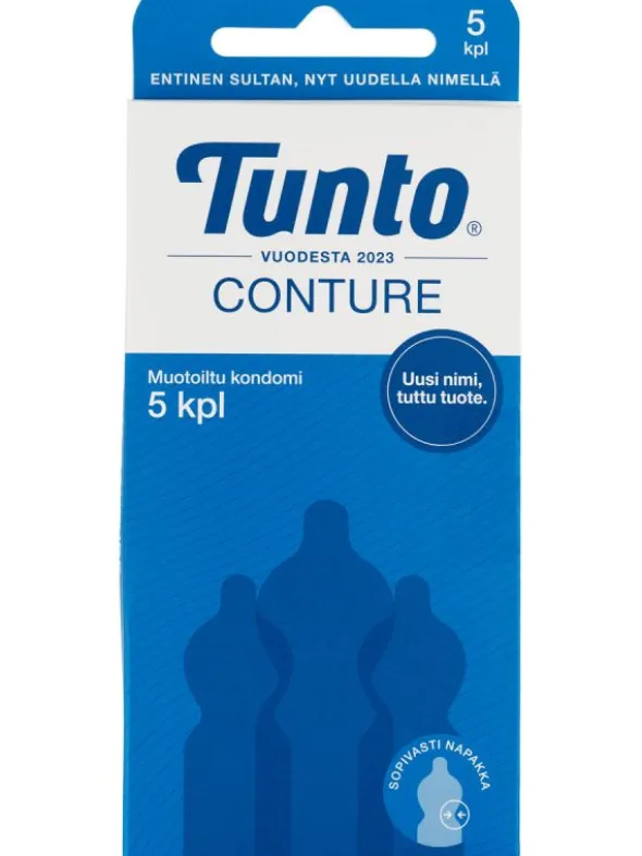 Kondomi Tunto Conture 5 kpl, anatomisesti muotoiltu klassikko kondomi
