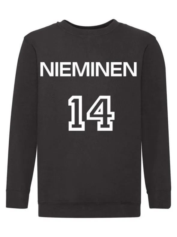 Lasten Collegepaita nimellä ja numerolla, musta