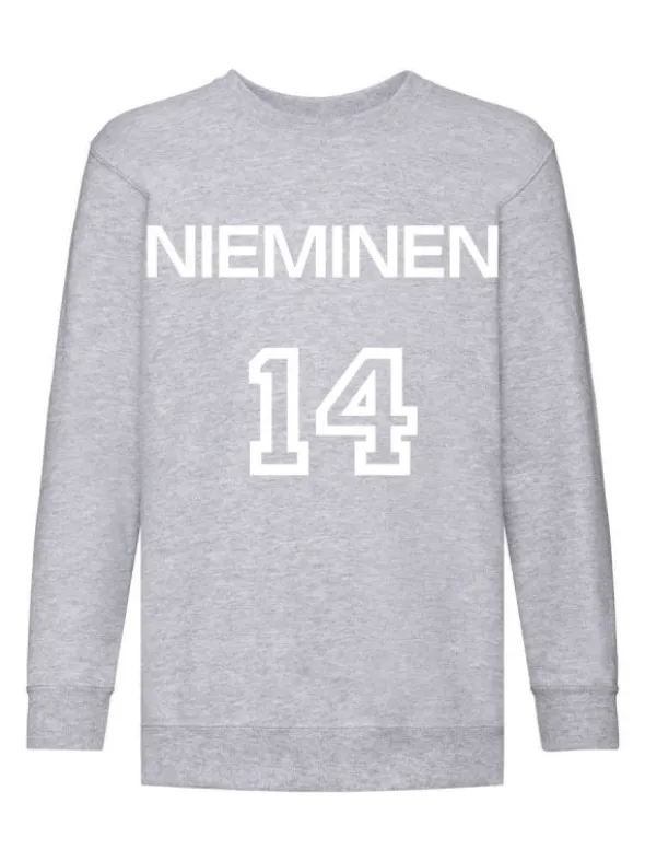 Lasten Collegepaita nimellä ja numerolla, harmaa