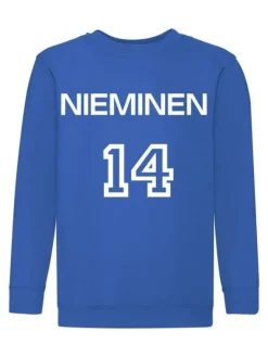 Lasten Collegepaita nimellä ja numerolla, royal sininen