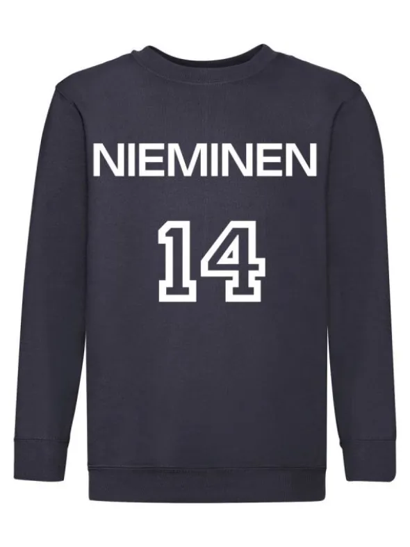 Lasten Collegepaita nimellä ja numerolla, navy sininen