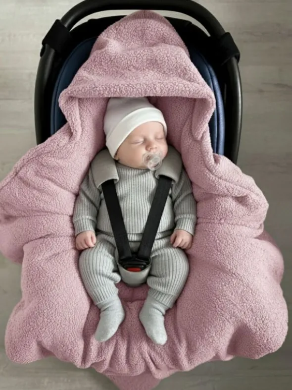 Lämmin boucle turvakaukalon viltti – antique pink