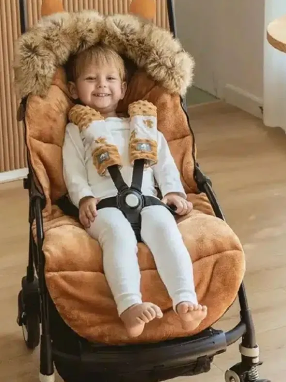 Lämpöpussi rattaisiin nallenkorvilla ja karvalla, honey