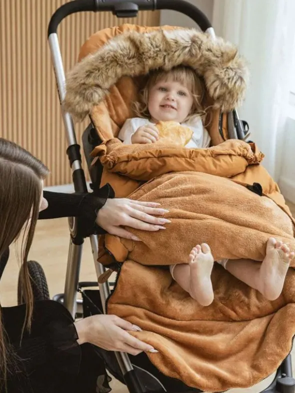 Lämpöpussi rattaisiin nallenkorvilla ja karvalla, honey