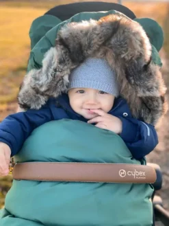 Lämpöpussi rattaisiin nallenkorvilla ja karvalla, green