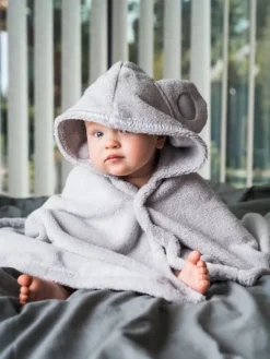Luin Living Vauvapyyhe nallenkorvilla 0-5v, Pearl Grey