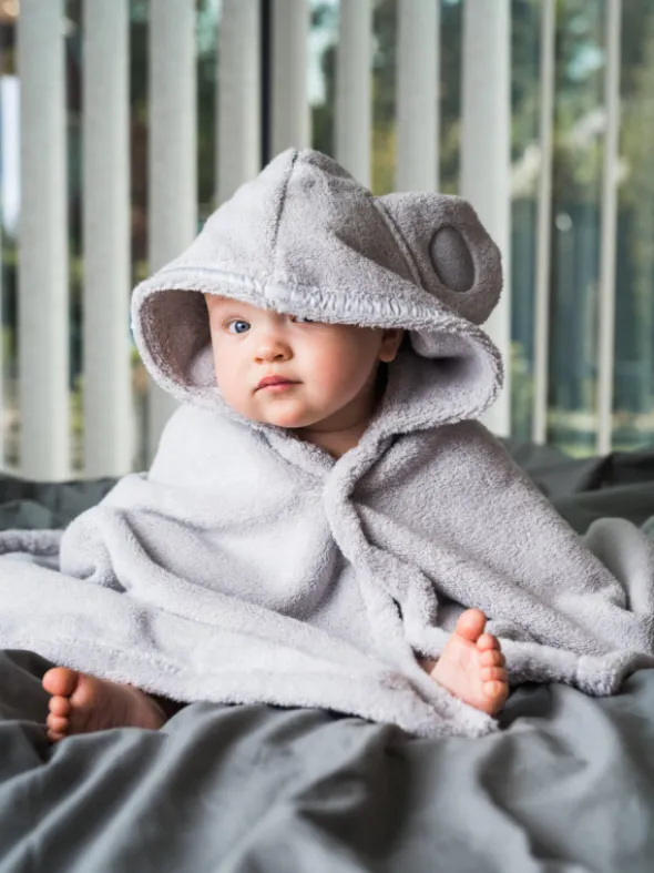 Luin Living Vauvapyyhe nallenkorvilla 0-5v, Pearl Grey