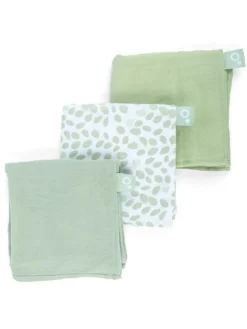 Luomupuuvillainen harso 3-Pack, leaves green | DOOMOO