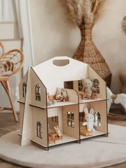 Luonnollinen puinen nukkekoti