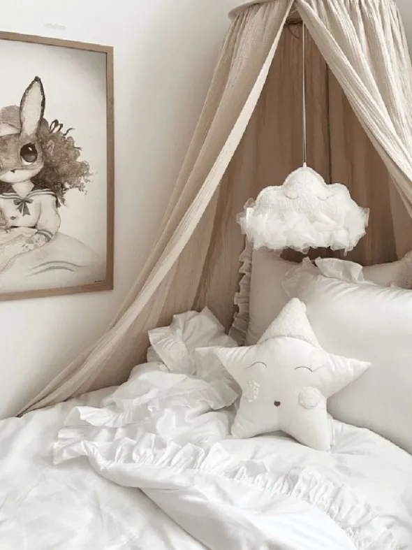 Musliiniharso sänkykatos, beige