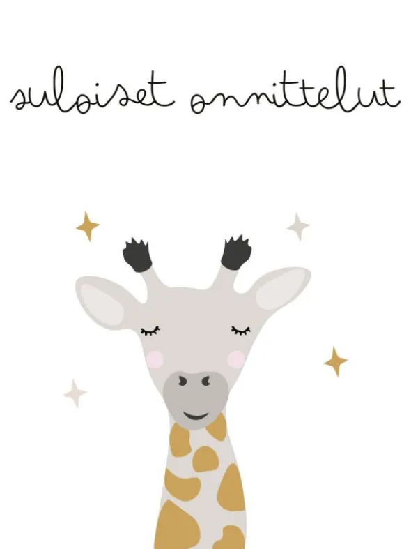 Onnittelukortti kirahvi - suloiset onnittelut