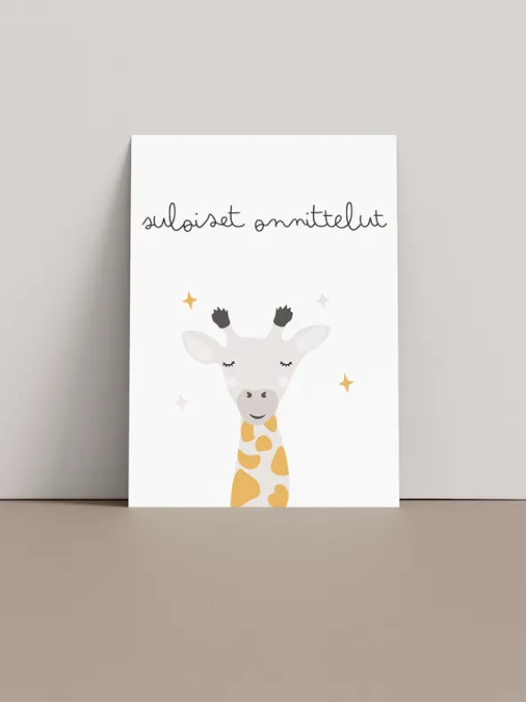 Onnittelukortti kirahvi - suloiset onnittelut