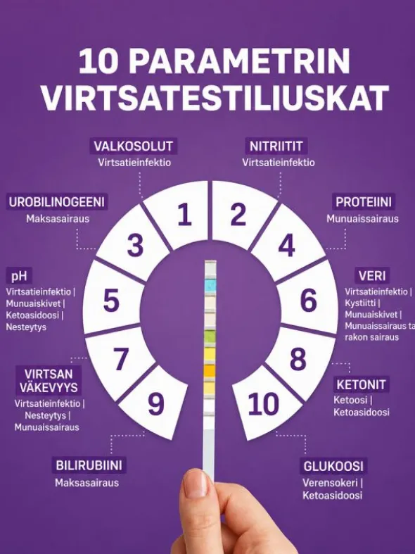 10 parametrin virtsatesti eläimille 5 kpl