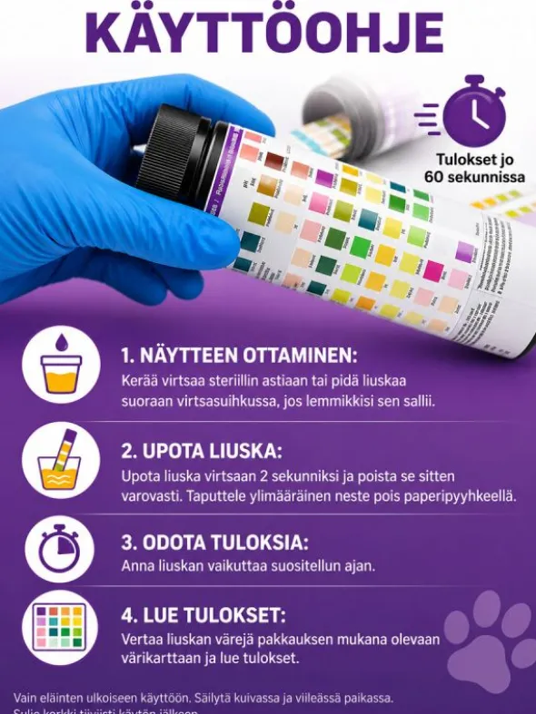 10 parametrin virtsatesti eläimille 5 kpl