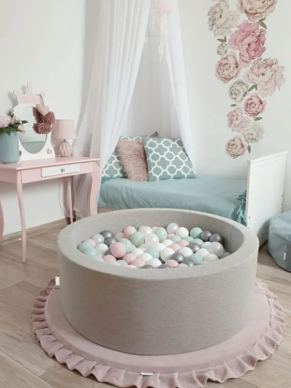 Pehmeä pallomeri + pallot (valitse värit), light grey