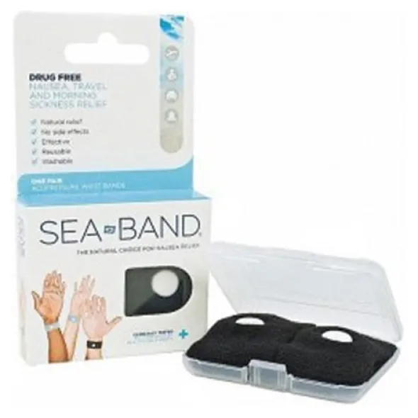 SEA BAND pahoinvointiranneke (2kpl) MUSTA