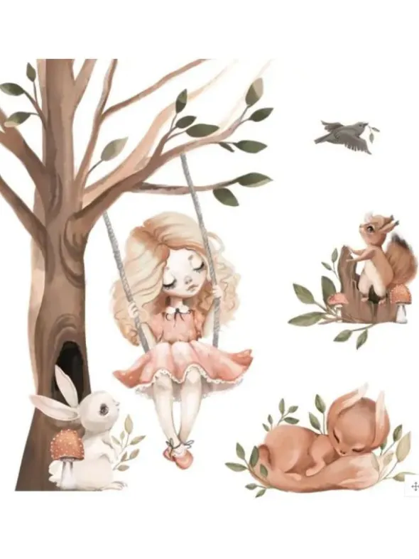 Seinätarra Setti 100x100cm, Forest Story XXL