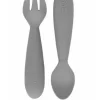 Silikoniset MINI ensilusikka ja haarukka, grey | EZPZ