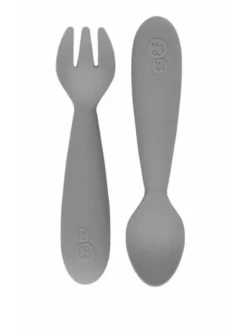 Silikoniset MINI ensilusikka ja haarukka, grey | EZPZ