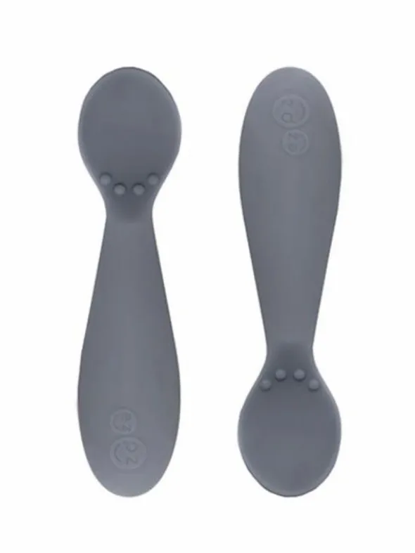 Silikoniset Tiny Spoon ensilusikat Twin-Pack, grey | EZPZ