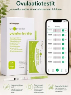 Smile Reader Raskaaksi -pakkaus - 10 Ovulaatiotestiä + 5 Raskaustestiä + Sovellus