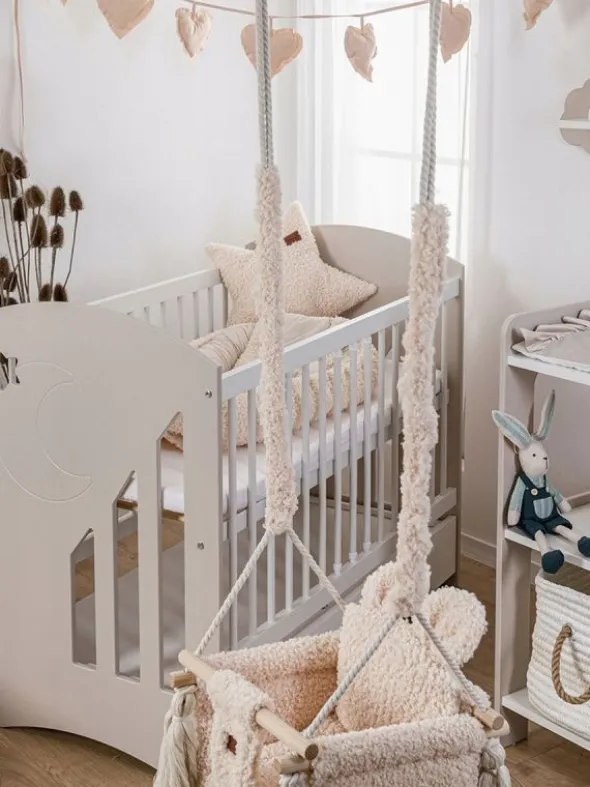 Swing Teddy Bear – lasten suloinen sisäkeinu, Teddy Beige