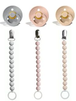 Tuttinauhat ja BIBS tutit vauvalle 3-PACK, rosa