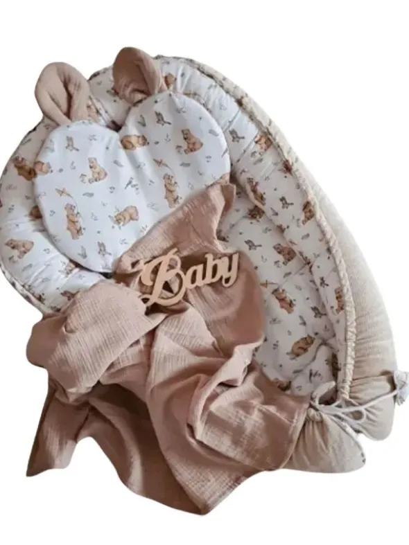Vauvapesä, bears velvet beige