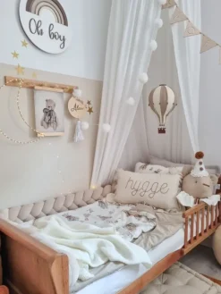 Velvet Palmikko reunasuoja pinnasänkyyn ja juniorisänkyyn - Beige