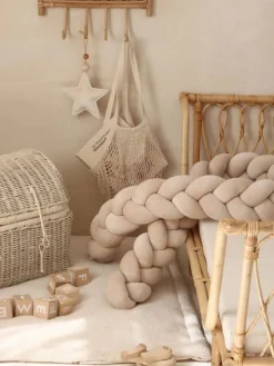Velvet Palmikko reunasuoja pinnasänkyyn ja juniorisänkyyn - Beige
