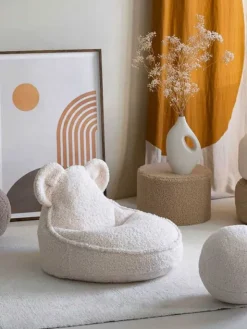 Wigiwama - Lasten säkkituoli Teddy Cream White Bear